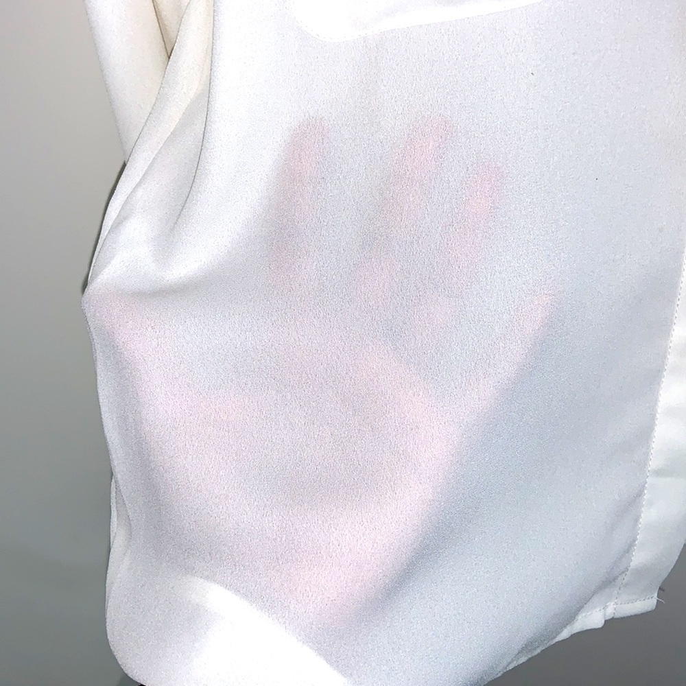 Zara Basic Sheer Eggshell Color Button Down Blous… - image 8